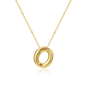 Elegant gold-plated bubble letter O pendant necklace with a sleek minimalist design