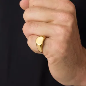 Anillo de Sello de Corazón de Acero Inoxidable 316L para Mujer Chapado en Oro PVD Pulido Espejo Joyería de Dedo