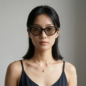 Retro cat-eye sunglasses for women with UV protection in black frame worn by model