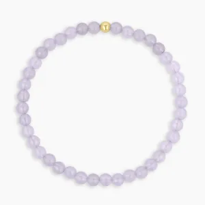 Bohemian style lavender natural stone beaded bracelet with single gold accent bead