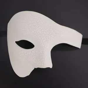 Antique white cracked texture half-face phantom mask for Halloween masquerade parties