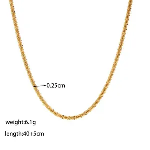 Minimalist 18K gold plated sparkling gypsophila titanium steel collarbone chain necklace