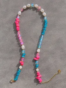 Collier de perles colorées fait main de style dopamine pour l'été et la plage