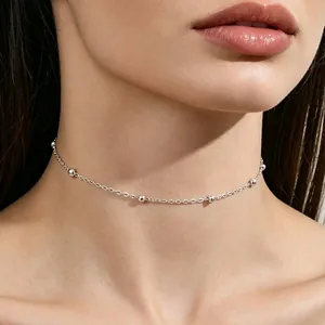 Minimalistische Zinklegierung Vergoldete Runde Perle Choker Halskette Für Damen Einfache Dünne Kette Hals Schmuck Alltag Mode Zubehör
