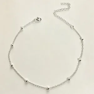 Elegante minimalistische Silberperlenkette für Damen mit verstellbarer Verlängerungskette