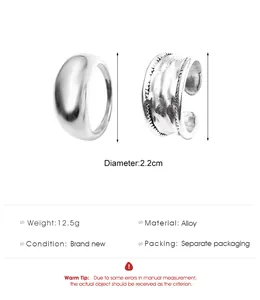 Detail of vintage silver alloy ring showing diameter and weight specifications