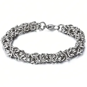 Herren Byzantinische Kette Halskette Edelstahl Titanstahl Handgewebt Punk Hip Hop Schmuck Gliederkette Geschenk Für Herren Damen