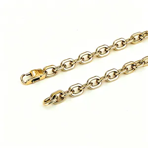 Fashionable men's golden titanium steel interlocking hexagonal link chain bracelet