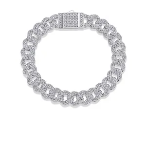 Luxuriöses Moissanit Panzerkette Armband S925 Sterlingsilber Hip Hop Iced Out Brillante Handkette Schmuck Herren Damen Mit GRA-Zertifikat