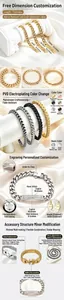 Vue détaillée des bracelets à mailles gourmettes en acier avec gravure et options de couleur.