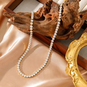 Collier tennis en acier inoxydable plaqué or 18k avec pierres en zircon cubique