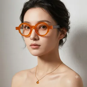 Vintage Round Sunglasses UV400 Protection Trendy PC Wavy Ridged Frame Fashion Eyewear For Women And Men