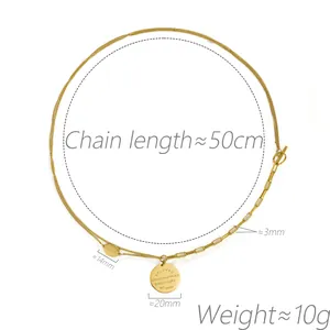 Detailed view of vintage rose gold double-layer necklace with OT buckle and round pendant