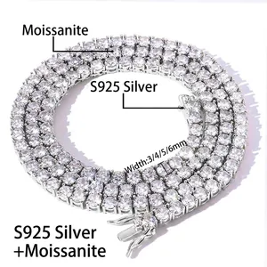 Gedetailleerd macrozicht op de S925 zilveren Moissanite tennisketting met stenen