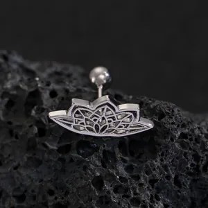 Piercing orecchino gotico a forma di loto cavo in acciaio inossidabile colore argento