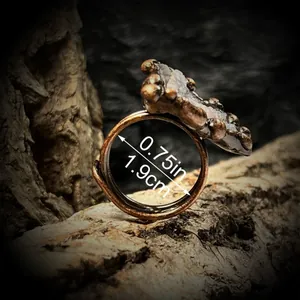 Bague vintage unique faite à la main avec agate druzy solaire naturelle sertie de cuivre