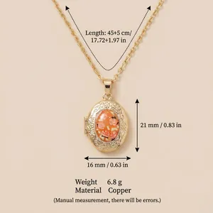 Guida alle taglie dettagliata per questa collana con medaglione floreale vintage
