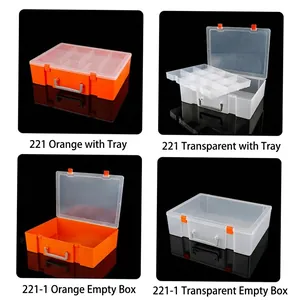 Portable PP plastic storage boxes in orange and clear for toy and tool organization.