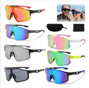 Multicolor sports cycling sunglasses set with protective case and cleaning cloth