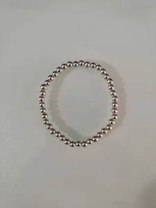 High-polished silver metal bead elastic bracelet minimalist fashion jewelry for women