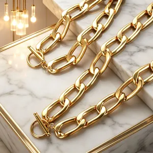 Collana E Bracciale In Acciaio Inossidabile A Catena Grossa Per Uomo Donna Rettangolo Geometrico Chiusura A Scomparsa Gioielli Hip Hop