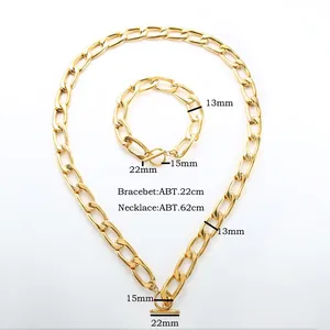 Dimensioni dettagliate del set collana e bracciale a maglie in acciaio inossidabile