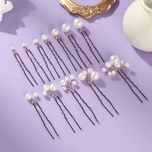Elegante set di forcine con perle per acconciature da sposa e uso quotidiano alla moda.