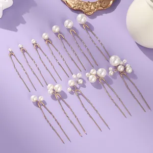 Elegante set di forcine per capelli con perle dorate per acconciature da sposa e quotidiane