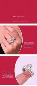 Exquisito anillo de moissanita en forma de pera en plata de ley S925 en modelo