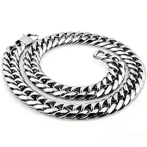 Collana a Catena Cubana da Uomo in Acciaio Inossidabile Lucidata Catena Pesante Gioielli Stile Hip Hop Street per Uomo Donna