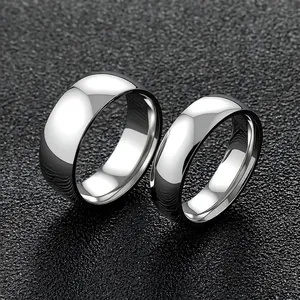 Bague Minimaliste En Acier Inoxydable Poli Miroir Couleur Argent Anneau Classique Pour Hommes Femmes Bijoux Quotidien