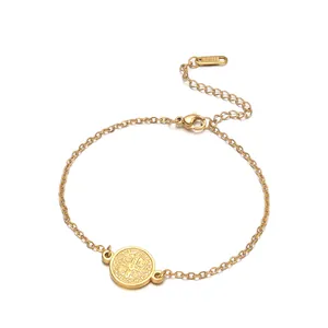 Elegant gold-plated stainless steel chain bracelet featuring a Saint Benedict medal charm
