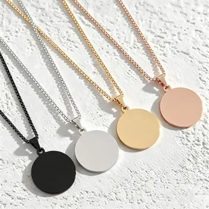 Collana con Pendente Rotondo Vuoto in Acciaio Inossidabile Minimalista per Donna Collana con Catena Veneziana Geometrica
