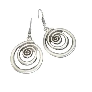Orecchini a pendente geometrici a spirale in argento vintage con effetto invecchiato