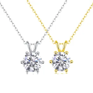 S925 sterling silver and 18K gold plated necklaces with brilliant moissanite pendants