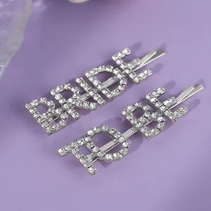 Barrettes à cheveux 'Bride To Be' en strass argentés pour accessoires de mariage de la mariée