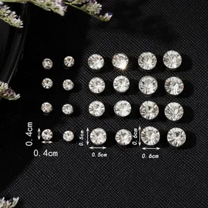 Magnetic Cubic Zirconia Stud Earrings Stainless Steel No Piercing Rhinestone Clip On Earring For Women Fashion Jewelry