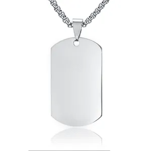 Customizable polished stainless steel military dog tag necklace for men with box chain