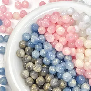 Resin Imitation Cat Eye Starry Sky Marble Pattern Round Loose Beads For DIY Jewelry Making Bracelet Necklace Accessories