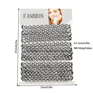 Guida alle taglie dettagliata per set di collane choker gotiche nere con peso netto.