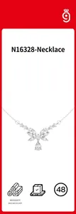 Detailed view of 925 silver necklace featuring floral Moissanite patterns and a pear-shaped drop