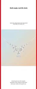 Detailed view of moissanite silver necklace with marquise and pear drop design