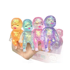 Glitter Maltose Baby Doll Squishy Toy Stress Relief Sensory Squeeze Toy Adults Kids Soft Silicone Slow Rebound Fidget Toy