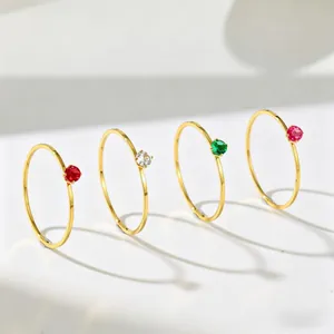 Minimalist Stainless Steel Heart Rhinestone Rings For Women Cold Style Gold Plated Thin Band Finger Ring Fashion Jewelry