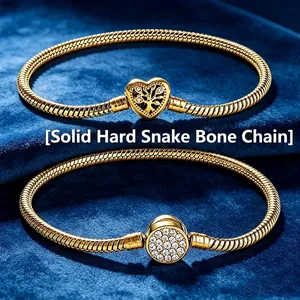 Pulsera de Cadena de Serpiente de Acero Inoxidable para Mujer DIY Cuentas de Agujero Grande Cierre de Corazón Joyería de Moda