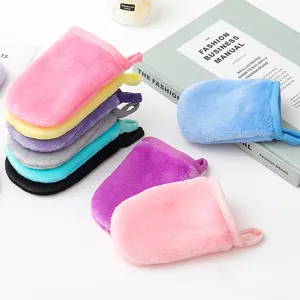 Farbige weiche Flanell-Make-up-Entferner-Handschuhe für sanfte Gesichtsreinigung