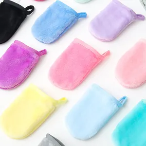 Vielfalt an weichen und saugfähigen Flanell-Make-up-Entfernerhandschuhen in Pastellfarben