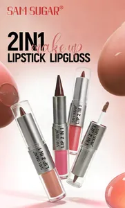 Detail des SAM SUGAR 2-in-1 matten Lippenstifts und Lipgloss in verschiedenen Farben