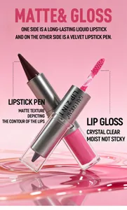 Zwei-in-einem Samt-Lippenstift und kristallklarer Lipgloss für ein mattes Finish.