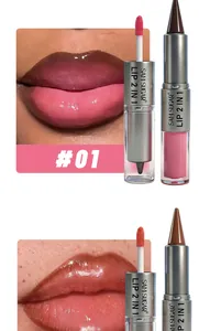 Profi-Nahaufnahme von SAM SUGAR 2-in-1 Konturenstift und Lippenstift in Farbton #01